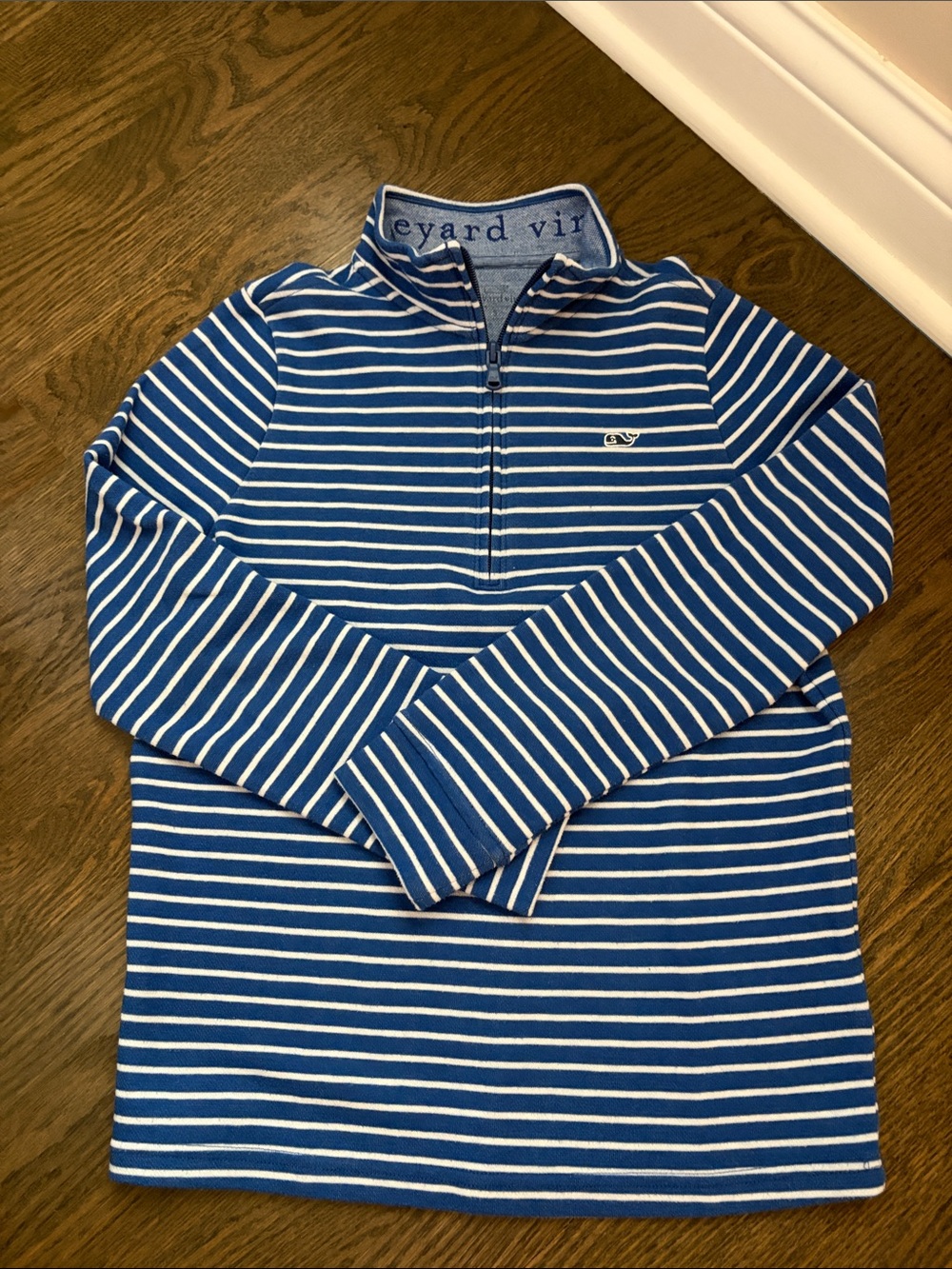 Vineyard Vines Blue & White Striped Quarter-Zip Pullover